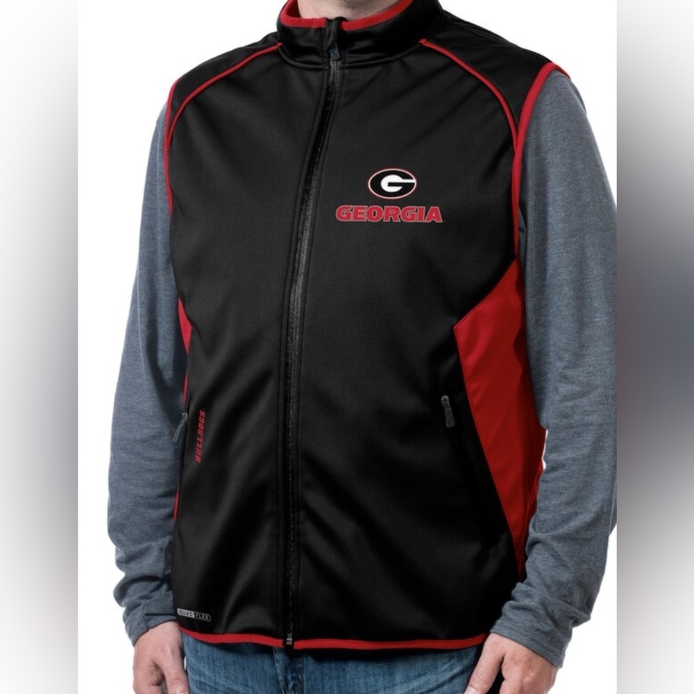 Men's Authentic Franchise Club Black Georgia Bulldogs Stadium Softshell Vest NWT